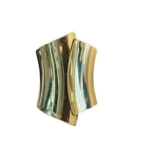 Hinged Cuff Asymmetrical Bangle Bracelet - Gold Tone - Statement Cleopatra